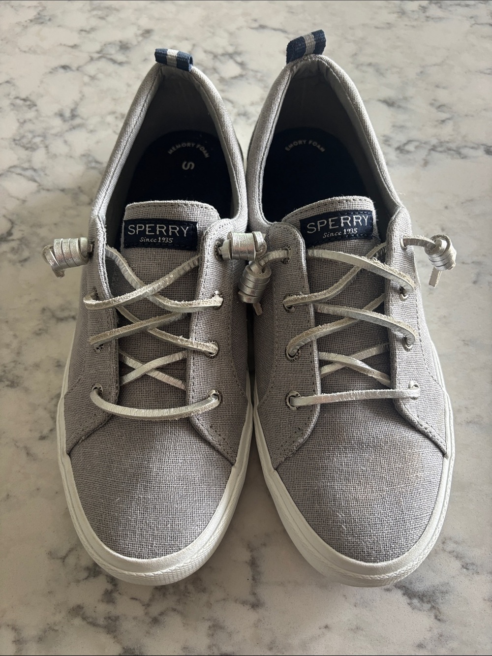 Sperry Women's Light Gray Canvas Lace-Up Sneakers